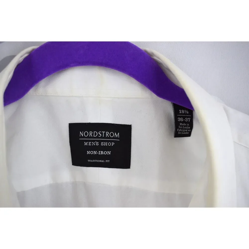Nordstrom Mens Non Iron Traditional Fit Dress Shirt White 18 1/2 36-37 Flawed